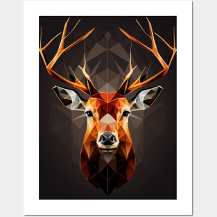 Triangle Deer - Abstract polygon animal face staring Posters and Art